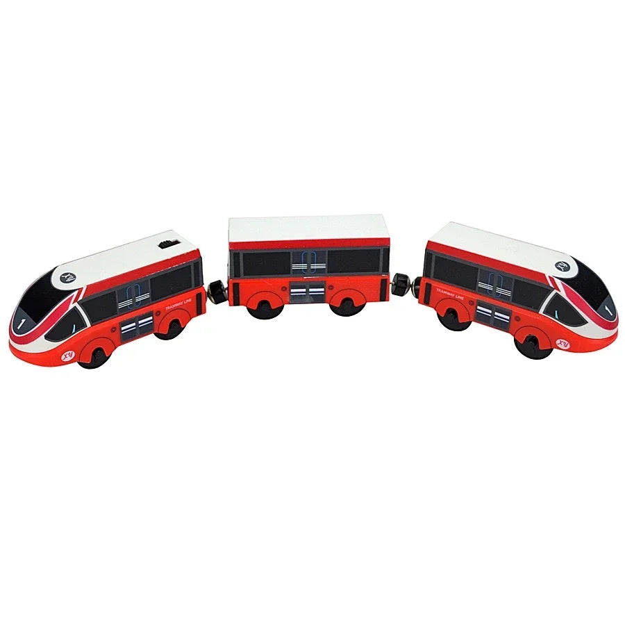 Train Track Wooden Train Toys Magnetic Set Electric Car Locomotive Diecast Slot Fit All Wood Brand Biro Railway Tracks For Kids
