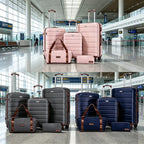 Premium 5-piece Hard Shell Luggage Combo, Multi-size 20/24/28 Inch Travel Trolley Suitcase, Smooth 360° Rolling Wheels with TSA Safety Lock, Complete Travel Set with Handbag & Makeup Bag