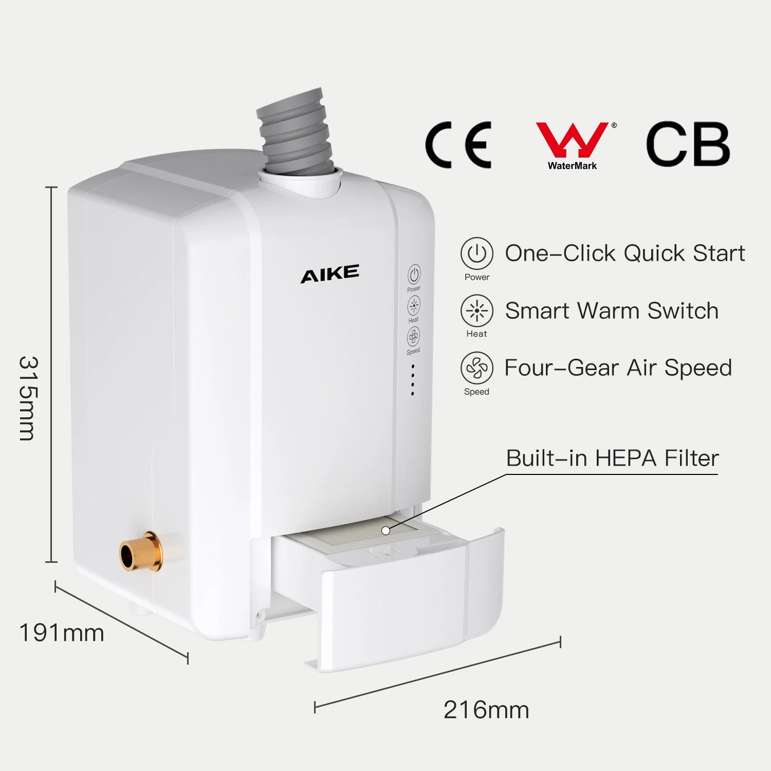 AIKE 2-in-1 Automatic Sensor Tap Hand Dryer Stainless Steel Integrated Basin Faucet High Speed Air Hand Drying Device AK7120