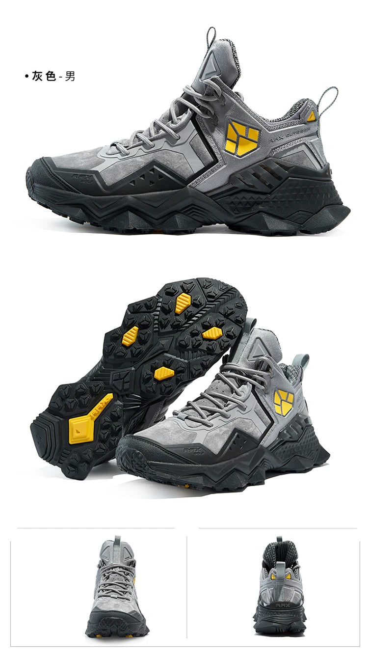 RAX Men Hiking Shoes Mid-top Waterproof Outdoor Sneaker Men Leather Trekking Boots Trail Camping Climbing Hunting Sneakers Women