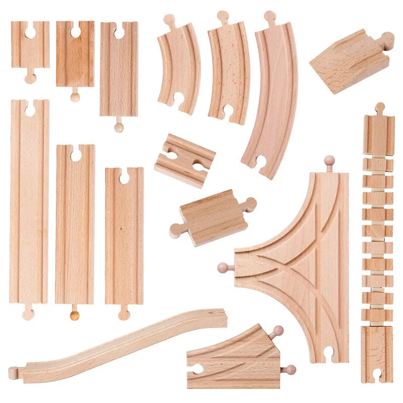 Wooden Train Track Toys Railway Rails Accessories Fit Thomas Train Road Connector Wood Railway Bridge Children Birthday Gifts