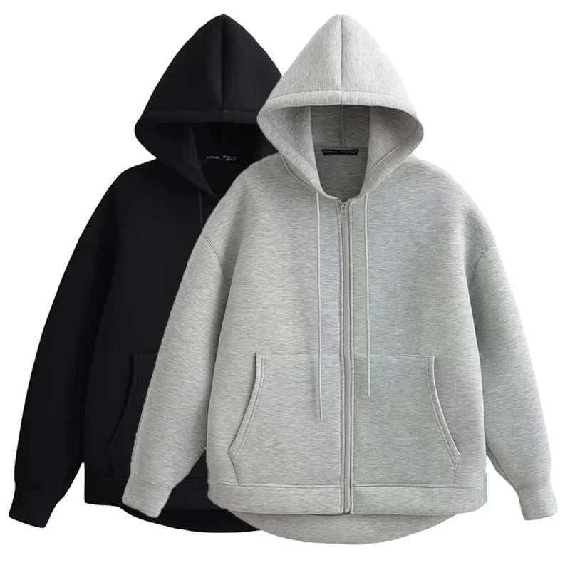 HXAO Women's Hoodie Oversized Zip up Hoodies Women Autumn Winter Long sleeve Outerwears Sweatshirt with zipper Y2k Hoodie Top Main image