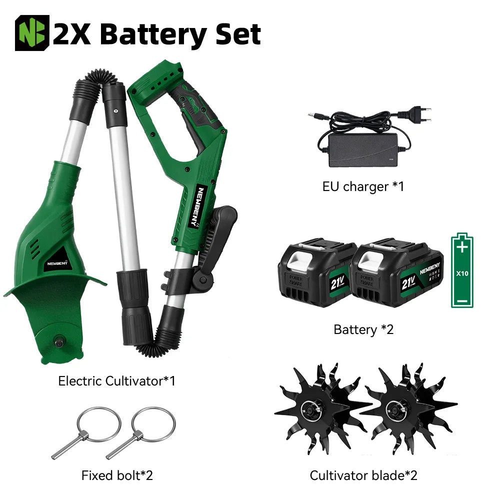 NewBeny Electric Garden Tiller Cultivator Scarifier Foldable Rototiller Soil Loosener Garden Tool