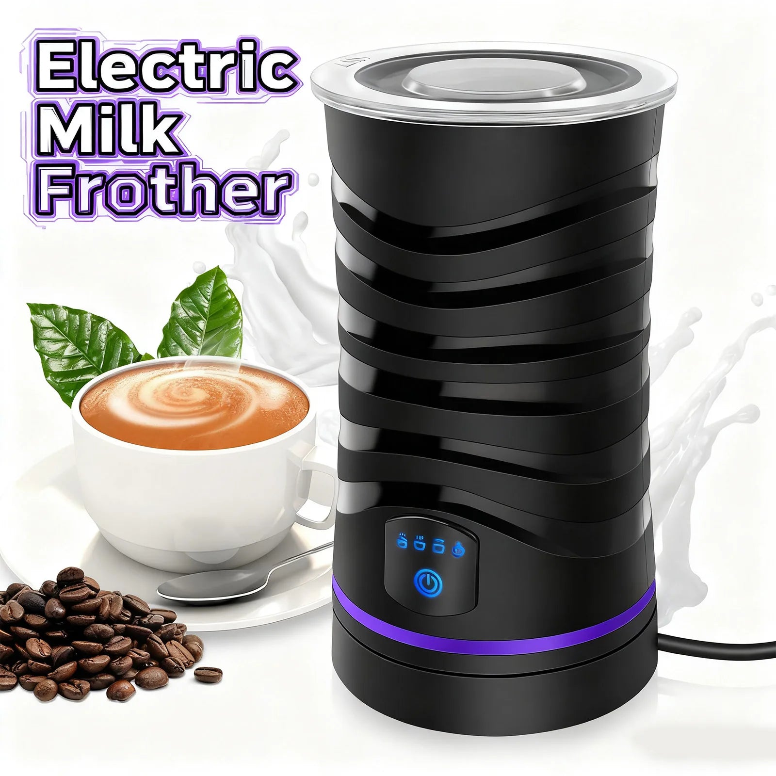 Milk Frother Electric 4 in 1 - Automatic Milk Frothers 600ml Large Capacity Milk Steamer Silent Operation Milk Heater and Warmer Main image