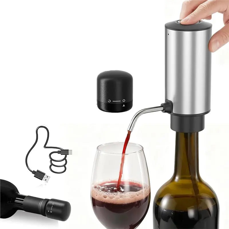 ASWUT-Electric Wine Dispenser, Touchless Automatic Beverage Pourer, Rechargeable Wine Pourer With Lockable Wine Stopper Main image