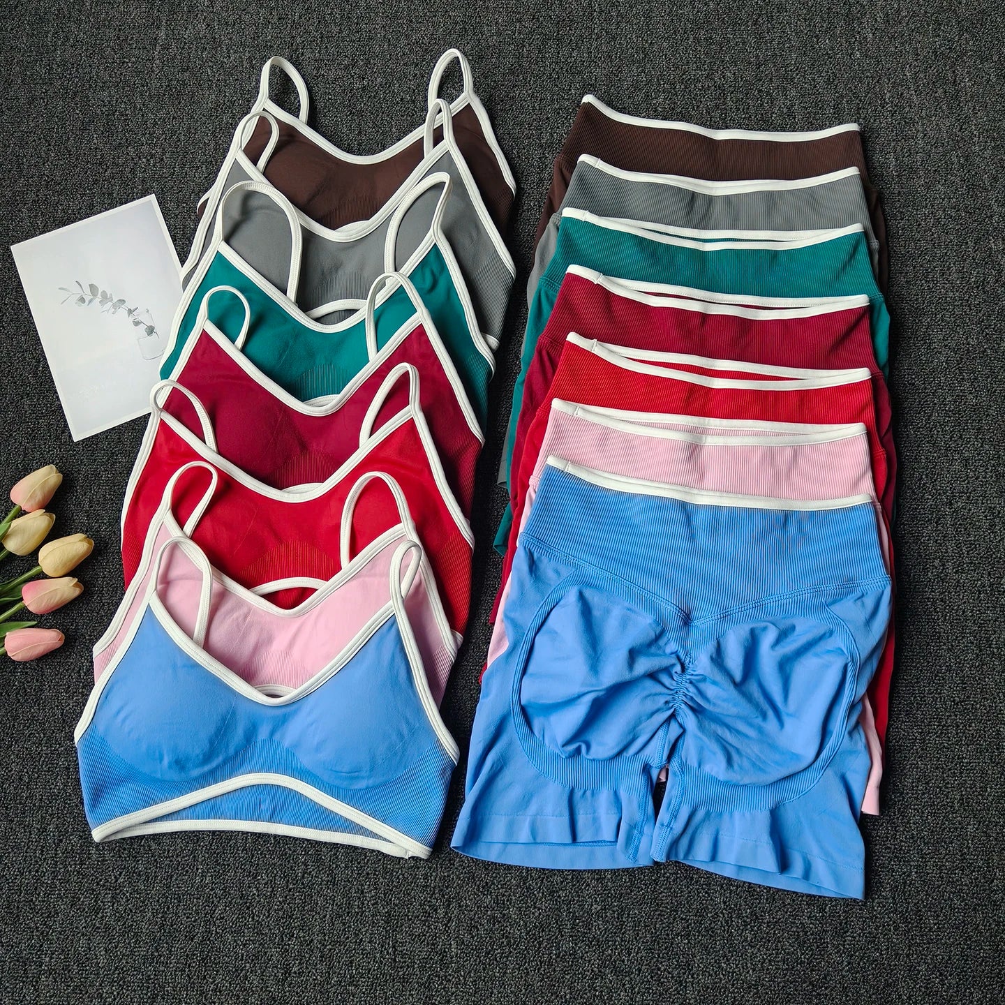Peach Buttock Yoga Suit Women Gym Seamless Suspender Gathering Bra High Waist Hip Lifting Belly Tightening Shorts Fitness Set Main image