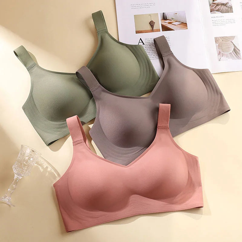 Beautiful Back Large Size Soft Support Push-up Bra For Women, Seamless One-piece, Wire-free, Adjustable Sports Thin Bra Seamless Main image