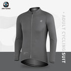 XINTOWN Men's Long Sleeve Cycling Jersey, Spring/Summer Racing Apparel, Export Bicycle Clothing, Solid Color Long Top