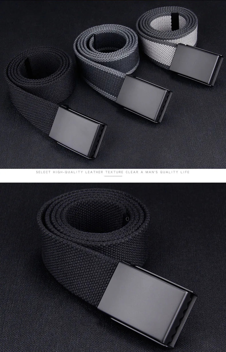 1/2pcs Canvas Nylon Belt Men Black Automatic Buckle Unisex Women Large Big Size Jeans Belts Plus LONG Extra Size 160 150 140cm