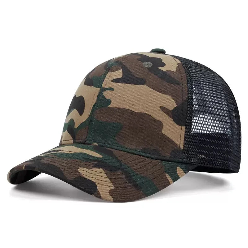 Military Camo Breathable Hard Top Baseball Cap | Wide Brim, Adjustable for Men & Women | Fishing, Hiking, Cycling Sun Hat