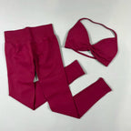 UETEEY Set For Woman Strappy Yoga Bra Sports Top Workout Leggings Set Seamless Gym Set Fitness Clothes Outfit Activewear