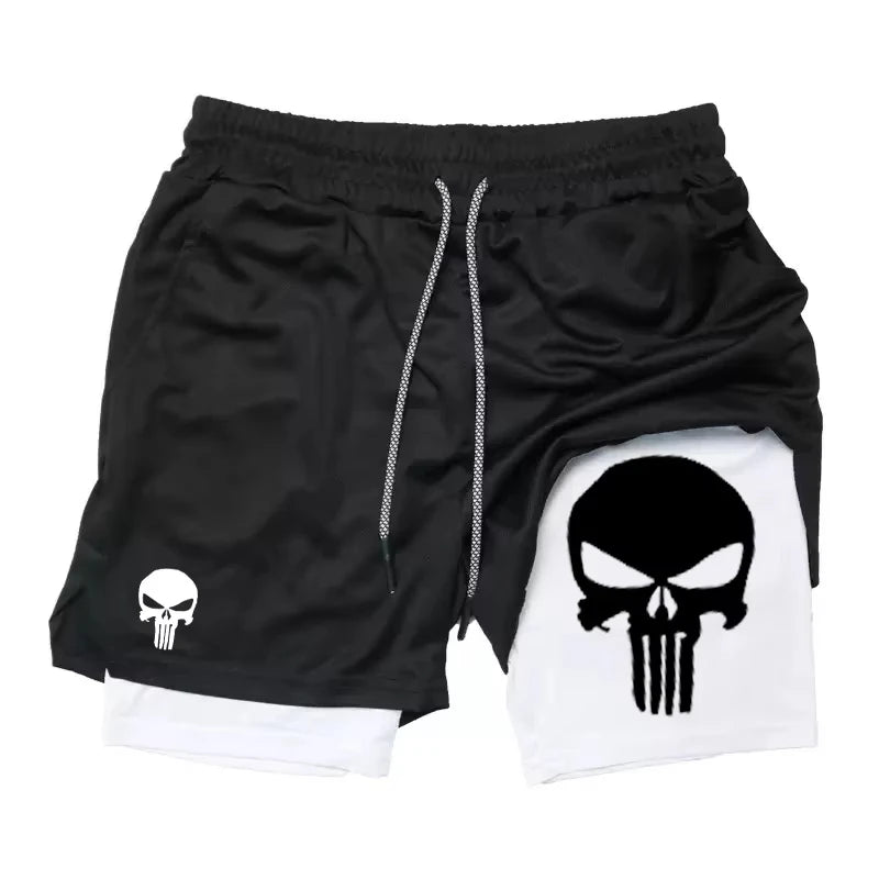 Print 2 in 1 Performance Shorts for Men Athletic Quick Dry Shorts with Phone Pocket Summer Gym Workout Running Shorts RL0302 Main image