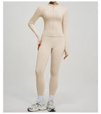 SVEIC Women's Two Piece Tracksuit Yoga Set Long Sleeve Jacket High Waisted Leggings Breathable Gym Clothes For Women Sportswear