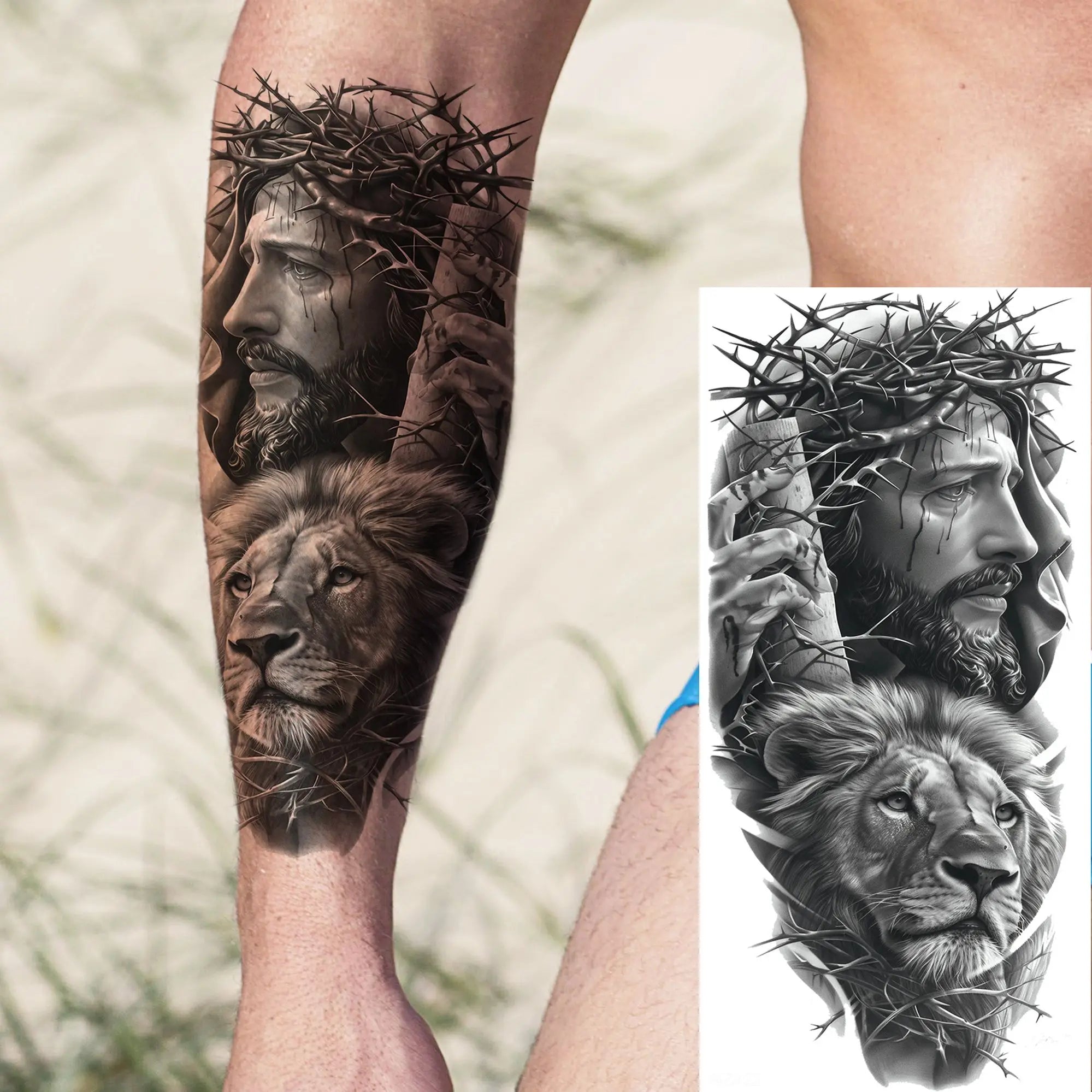 1 Sheet Realistic Jesus Holy Mother Pray Temporary Tattoos For Men Women Adults Long Lasting Waterproof Temp Fake Tattoo Sticker
