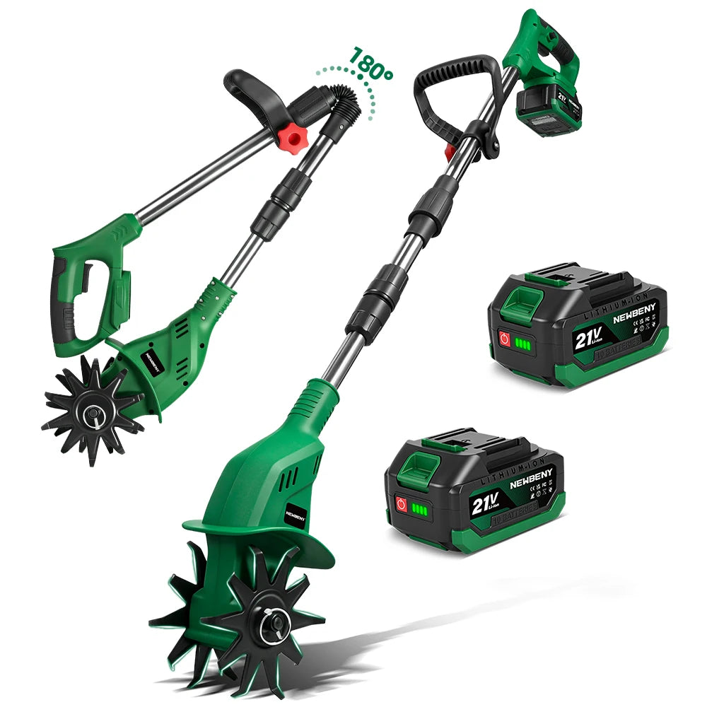 NewBeny Electric Garden Tiller Cultivator Scarifier Foldable Rototiller Soil Loosener Garden Tool