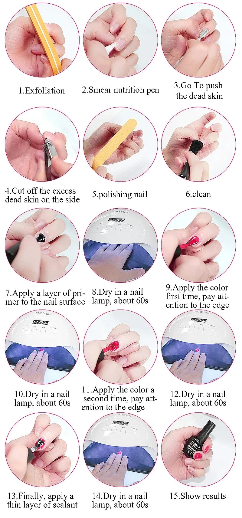 28Pcs/Set Gel Nail Polish Set Glass bottle Soak Off UV Gel Varnish Red Pink Colorful Gel Polish Matte Top Base Coat Nail Gel Kit