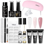 24PCS/Set 20ml Poly Naili Extension Gel  Kit Mini UV Lamp Sealer With Base Top Coat Professional Poly UVNail Gel Kit Starter Kit