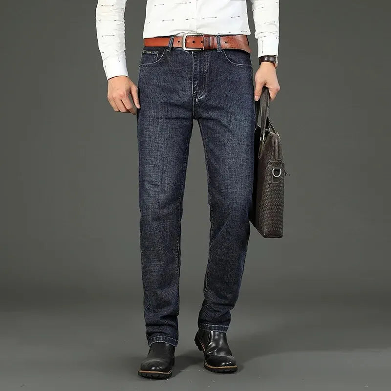 Wthinlee New Business Men's Jeans Casual Straight Stretch Fashion Classic Blue Black Work Denim Pant Trousers Male  Clothing Secondary image