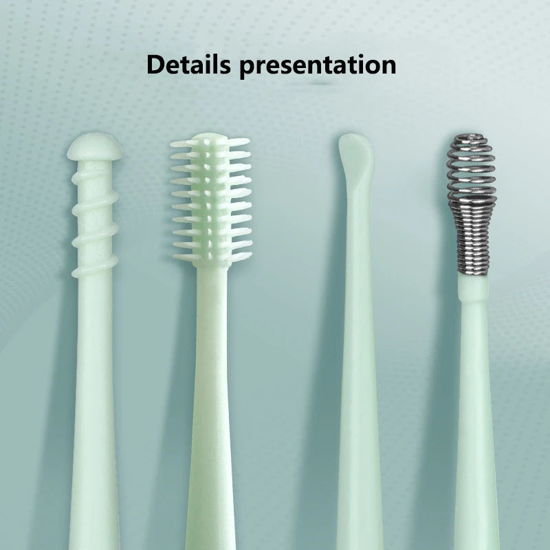 Double-headed spiral silicone ear cleaning swabs set - washable and reusable for ear wax removal and ear cleaning tools Main image