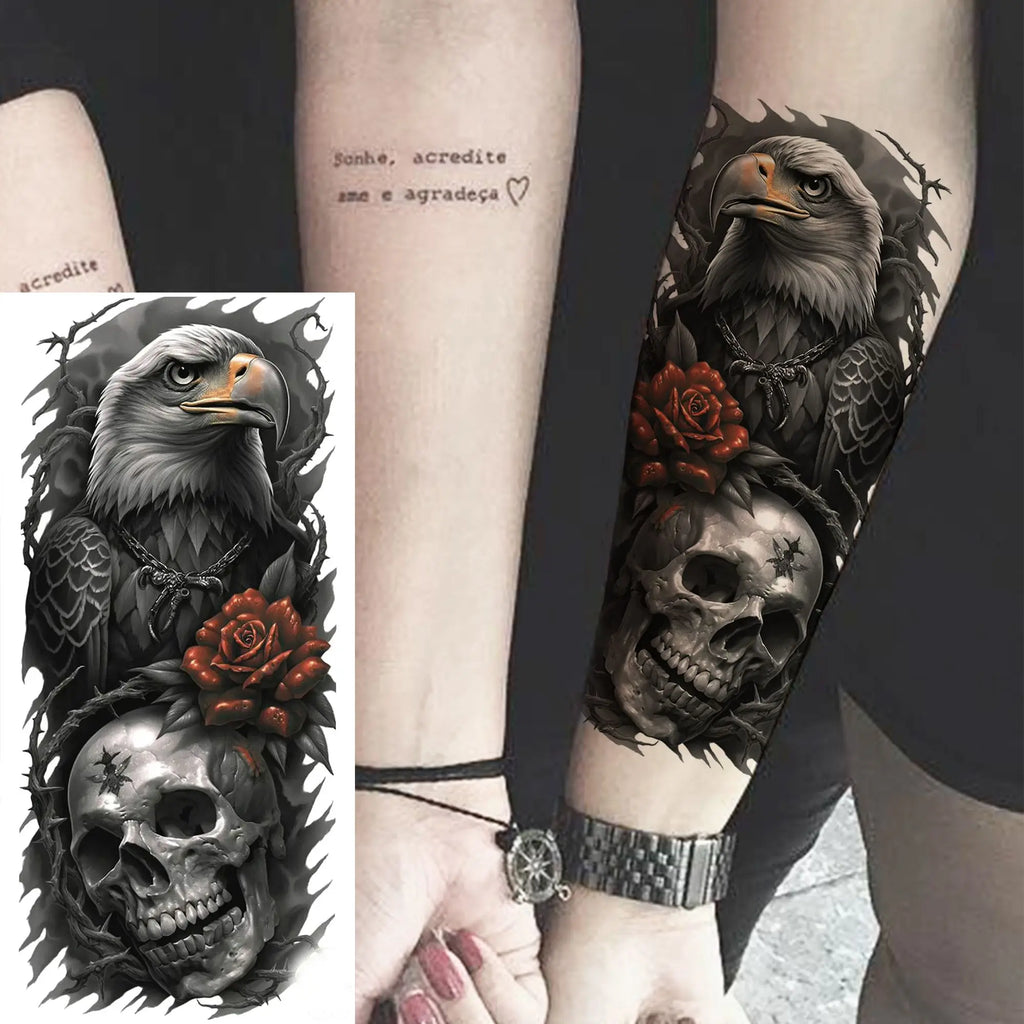 1 Sheet Cobra Snake Dragon Scorpion Temporary Tattoos For Men Women Waterproof Long Lasting Lion Tiger Wolf Fake Tattoo Stickers