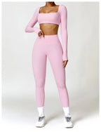 Hearuisavy Summer Casual Quick Dry Sportswear Women Square Neck Gym Top Women Fitness Sports Crop Top Long Sleeve Yoga Clothing