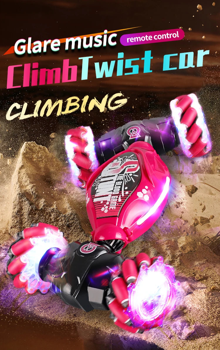 4WD RC Drift Car With Music Led Lights 2.4G Gesture Radio Remote Control Spray Stunt Car 360° Rotating Climbing Car Toys Gift