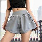 Women Leisure Sports Anti-exposure Fake Two-piece Slimming Sports Gym Nude Yoga Breathable Shorts