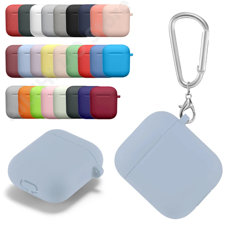 Silicone Case For apple Airpods 2 Case hook Bluetooth Case for airpod 1 2 Cover For Air Pods 1/2 Case Earphone Accessories skin Main image