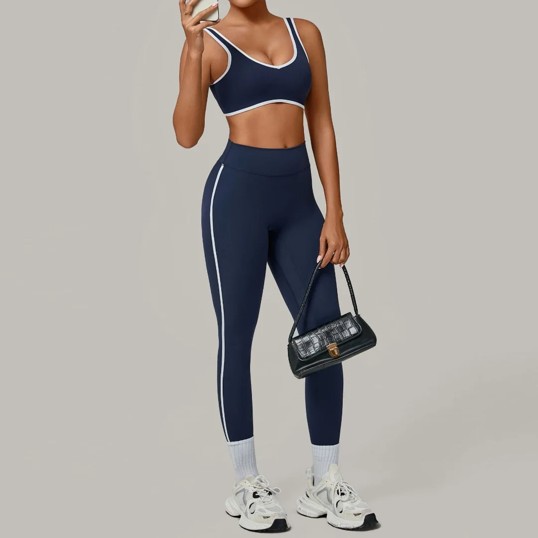 2PCS Women's Yoga Set High Waist Peach Hip Removable Padding Sports Bra Pants Fitness Suit Running Workout Gym Leggings Yoga Set