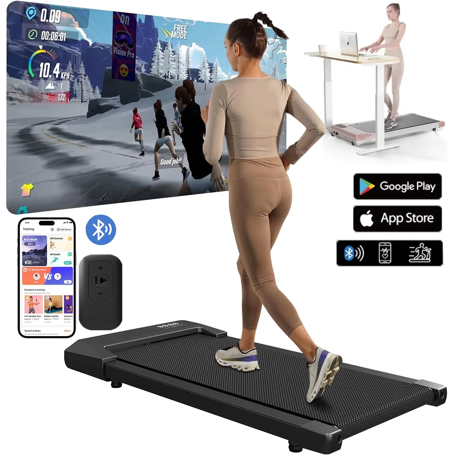 300lbs Treadmill for Home 2.5HP Treadmills Walking Pad LCD Digital Data Display 2in1 Walking Running Fitness Exercise Machine Main image