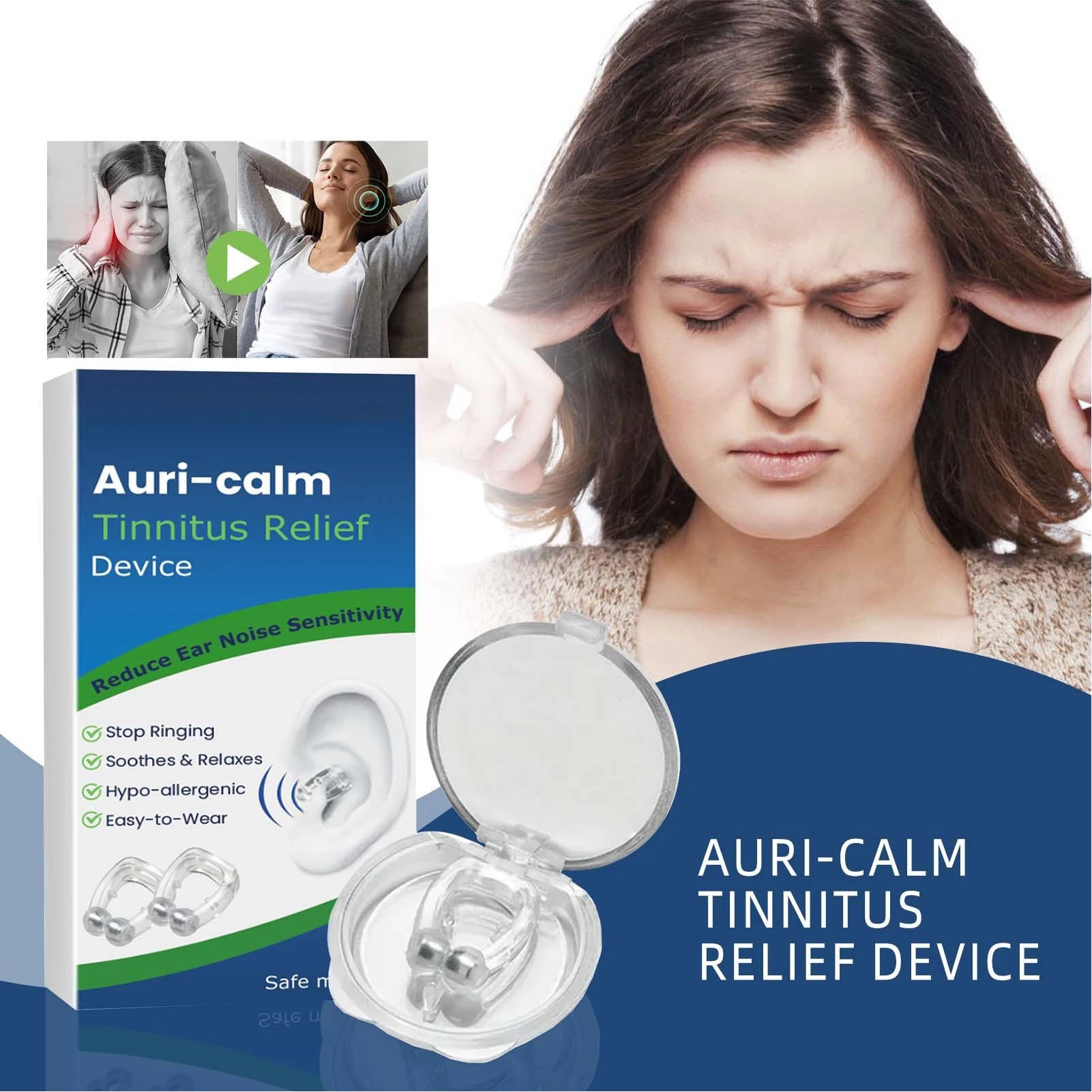 2pcs Tinnitus Relief Device Massaging Ear Pressure Reduction Reduce Uncomfortable Stop Ringing Ears Device Ringing Ears Device Main image