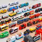 Magnetic Train Toys Electric Car Locomotive Diecast Slot Wooden Railway Accessories fit for Brand Wooden Tracks Kids Toys
