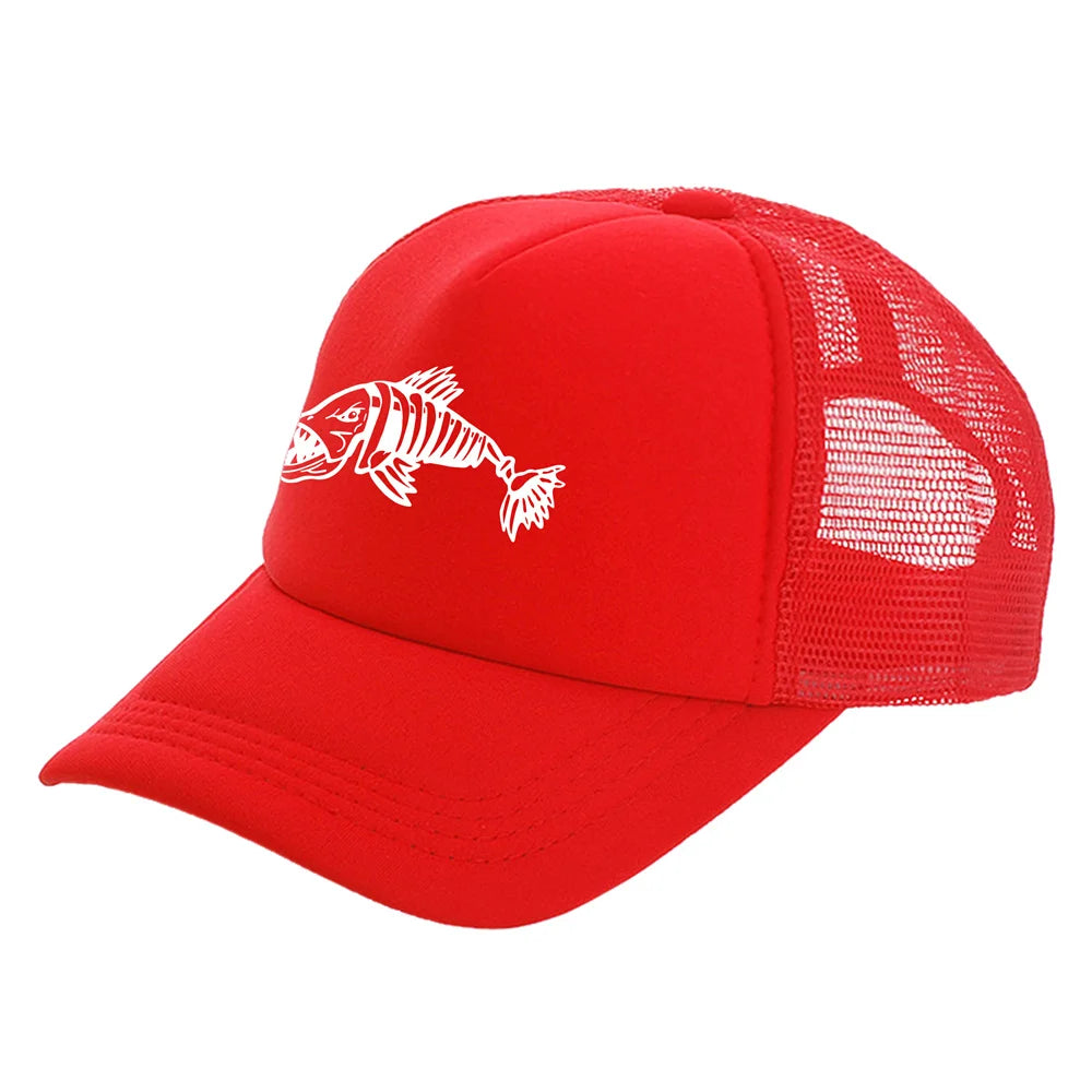 Men Outdoor Fishing Cap Fishing Hat Trucker Caps Hunting Has Fish Bones Snapback Hat MZ-495