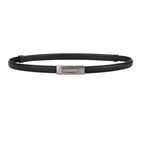 Adjustable Women’s Skinny Thin Belt, Classic Solid Color Genuine Leather Waistband for Trendy Coats and Dresses
