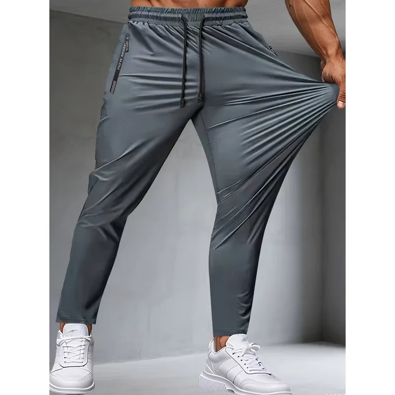 Men's Fitness Pants Zippered Pockets Stretch Sports Pants Running Daily Wear Casual Pants Jogger Man Football Fishing Gift Gym Main image