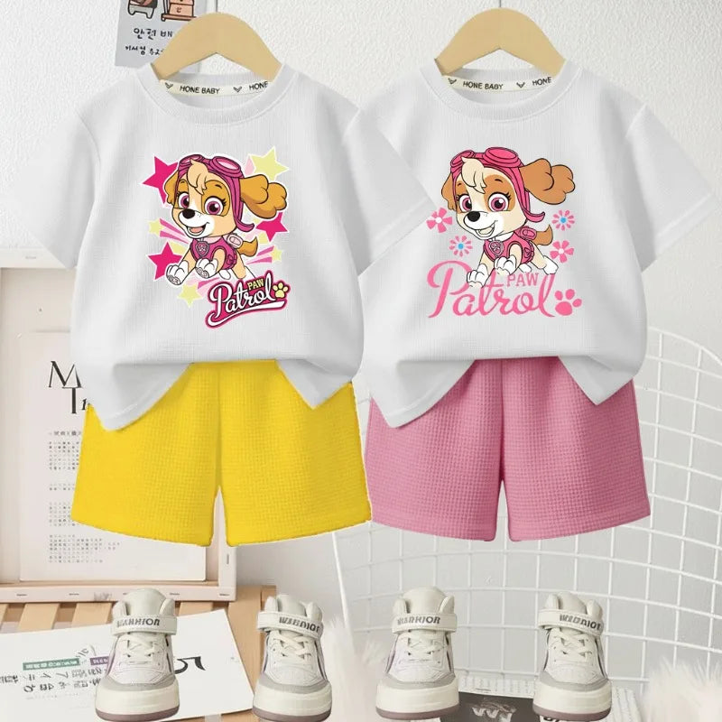 PAW Patrol Printed Summer Girls Casual Outfits Children's Shorts Sets Kids T Shirt and Shorts Two Piece Set Outdoor Sportwear Main image