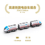 wooden Electric car set Magnetic Electric Train with Little Doll Diecast Slot Toy set Compatible Railway Wood Track Rail Train