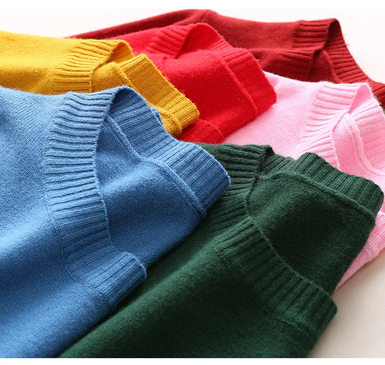 Women Slim O-Neck Pullover Cashmere Wool Blending Sweater Autumn And Winter Long-Sleeved Knit Bottoming Shirt Large Size 2024