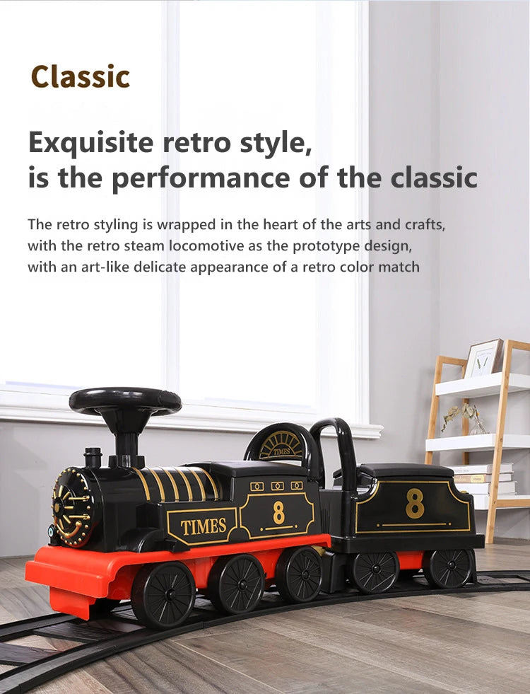 Kids Train Riding Toy Ailway Classical Electric Model Can Carry A Small Train Rail Car Children's Baby Walker Stroller Toys Boys