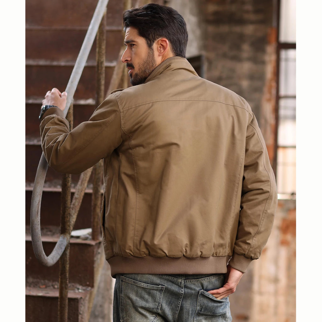 MAGCOMSEN Men's Fleece Jackets Windbreaker Coats Fall Winter Thermal Bomber Jackets Multi-pockets Stand Collar Motorcycle Jacket