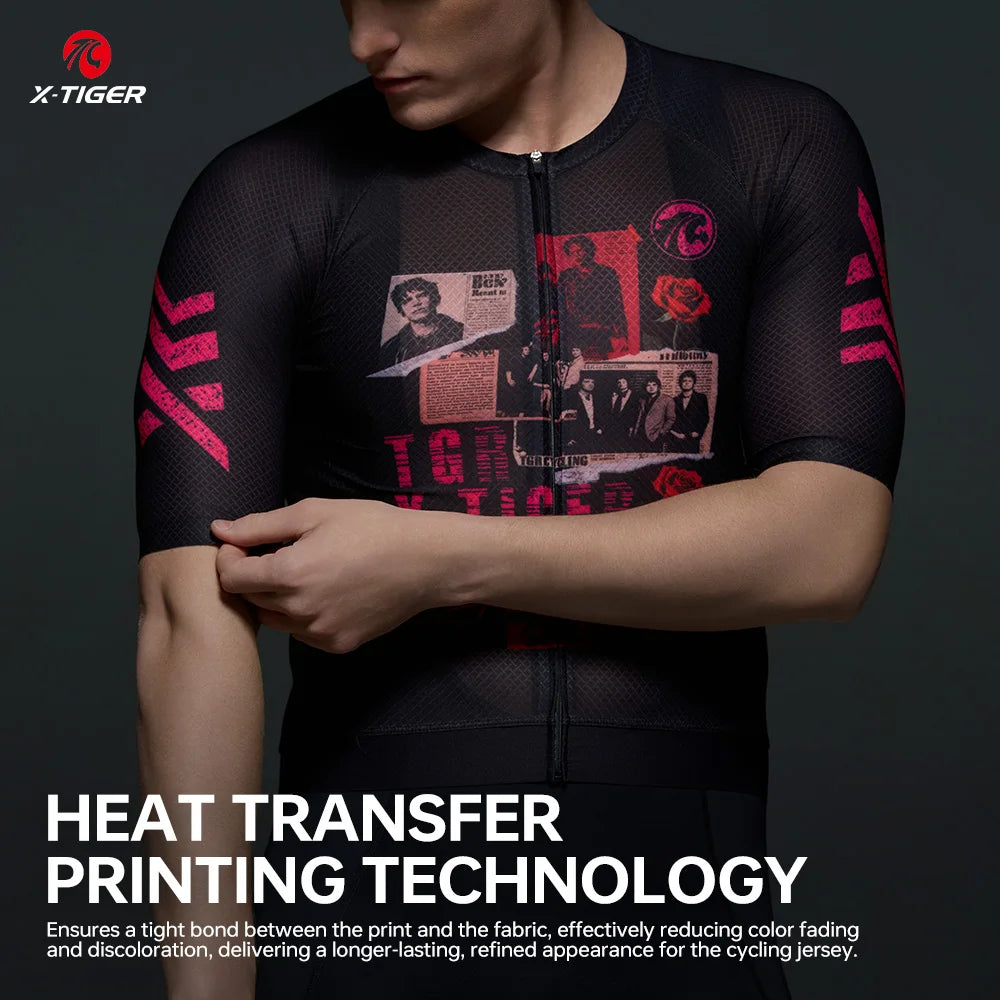 X-TIGER GALE SERIES Men's Cycling Jersey Short Sleeve Slim Fit Rock Punk Style Breathable Maillot for Mountain Road Bike