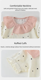 Baby Girls Summer Cute Heart Print Romper Ruffle Collar Infant Onesies Cotton 0-24M Newborn Comfort Jumpsuit Outfit