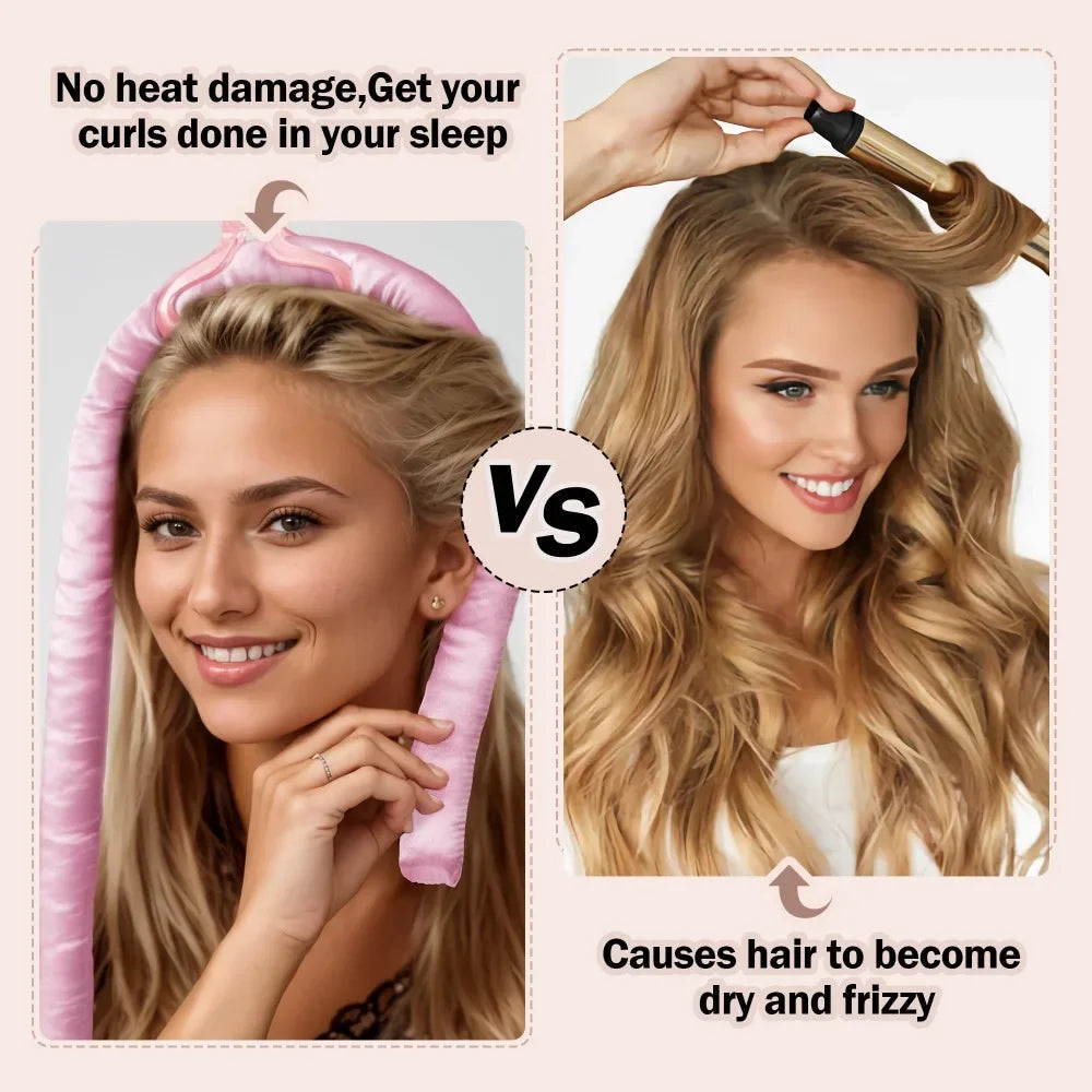 Heatless Curling Rod Night Cap No Heat Ribbon Lazy Hair Curlers Headband Hair Rollers Sleeping Soft Headband Hair Styling Tools