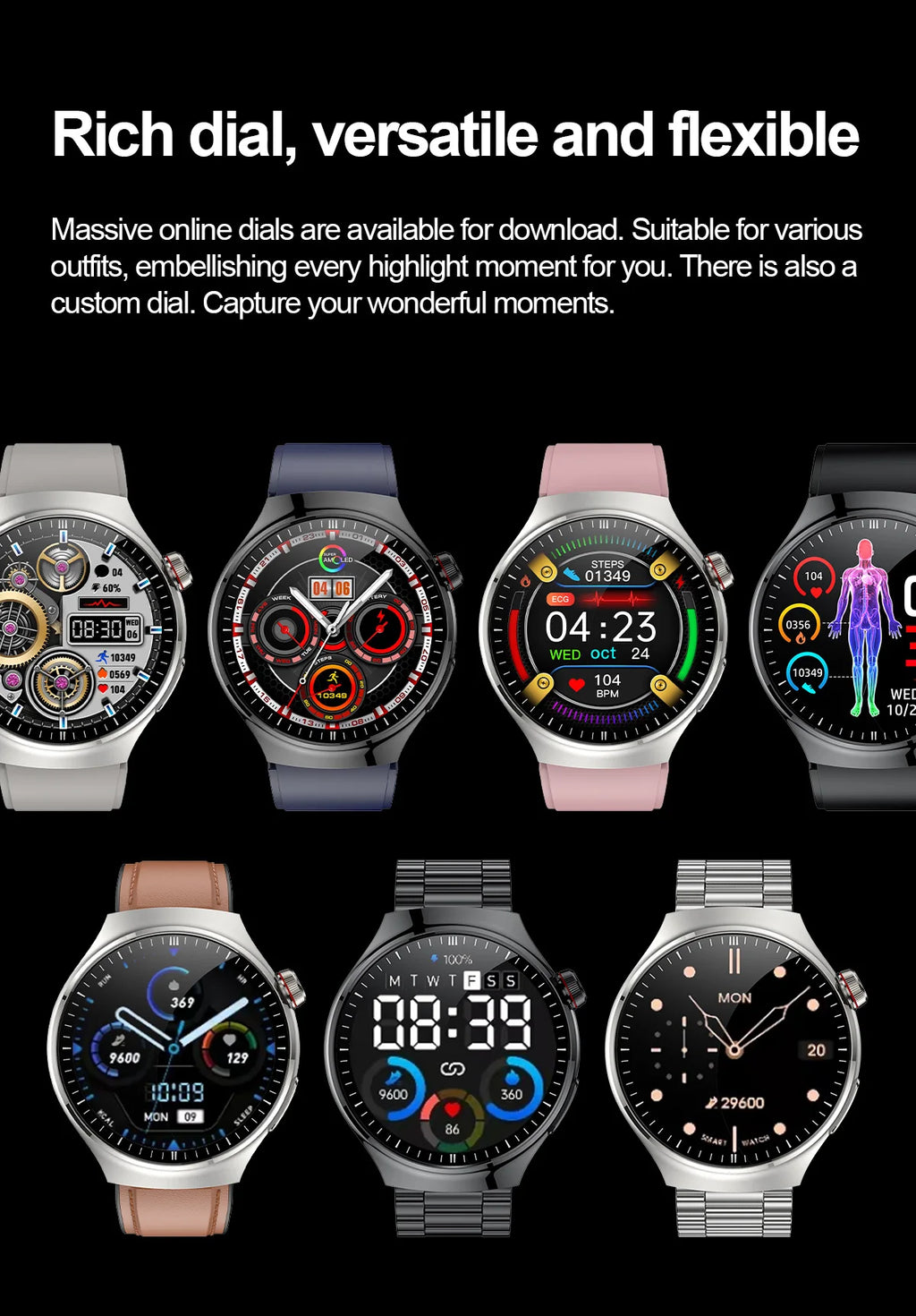 2025 New Nursing Grade Smart Watch Blood oxygen Blood Lipid Uric Acid ECG+PPG Body Temperature Bluetooth Call Health Smartwatch