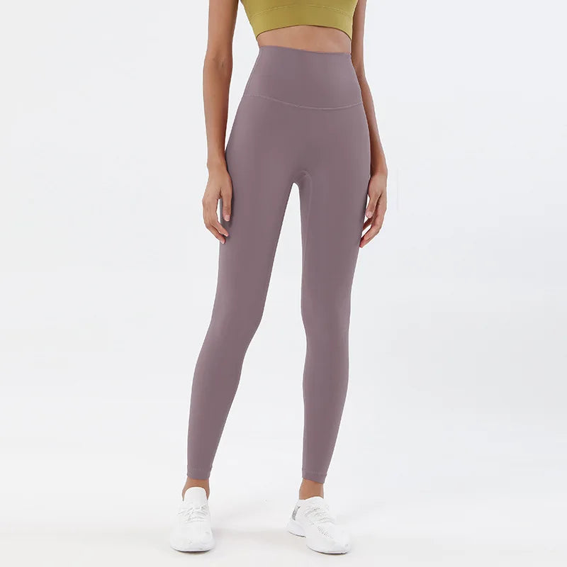 SOISOU Nylon Yoga Pants Gym Leggings Women Girl Fitness Soft Tights High Waist Elastic Breathable No T Line Sports Pants