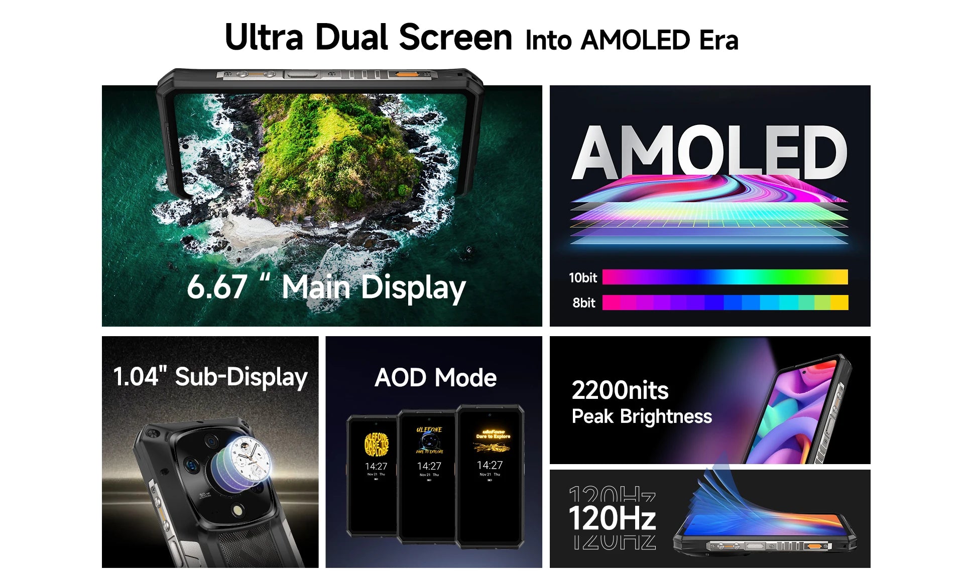 Ulefone Armor 28 Pro 5G AI Rugged Phone 6.67”AMOLED 64MP Smartphone 120W MTK Dimensity 7300 10600mAh 512GB ROM Mobile phone
