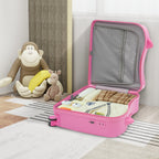 18 Inch Ride-On Suitcase, Cute Luggage with Internal Mesh Pocket, Storage Box with Swivel Casters for Short Trips, Pink