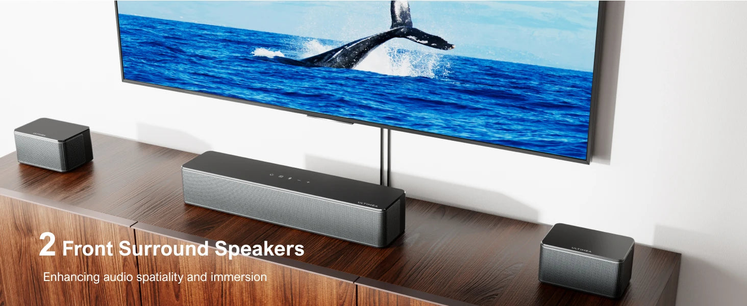 ULTIMEA 7.1 Surround Soundbar, 3D Virtual Surround Sound System with Subwoofer,2 Rear Speakers, Home Theater TV Speakers,Black