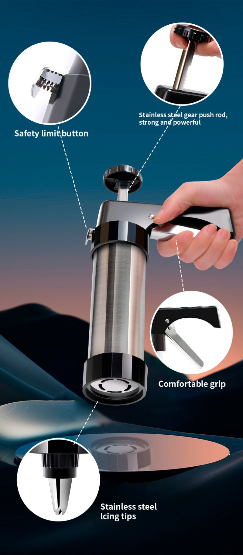 Stainless Steel Cookie gun Cake Cream Decorating Gun Cookie Making Machine Nozzles Mold Pastry Syringe Extruder Baking Tools