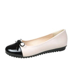 Ballerina Mother's Shoes Women's Flat Shoes Comfort Non-slip Ladies Loafers Leather Flats Elegant Bowknot Women's Single Shoes